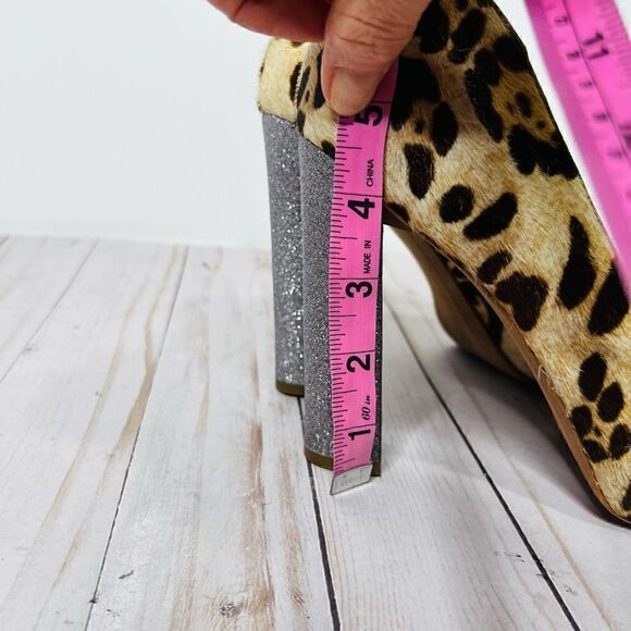 Sam Edelman Frances Leopard Glitter Block Heel Pump Size 8.5 - Picture 4 of 10